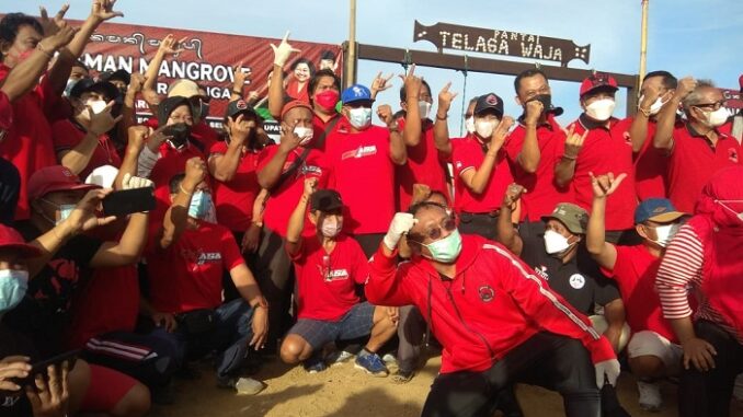 Mensos-Risma-kader-pdip-tanam-mangrove-tanjung-benoa-bali